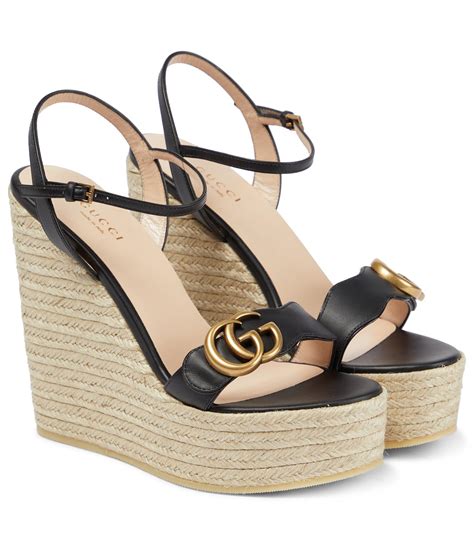 gucci penelope leather espadrille wedge sandals|Gucci leather platform espadrille.